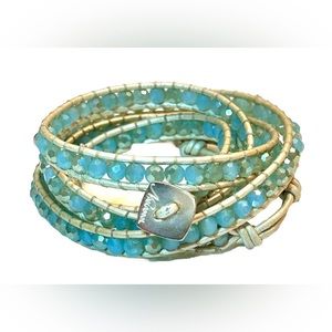 NAKAMOL Wrap Bracelet Aquamarine Tone 35”